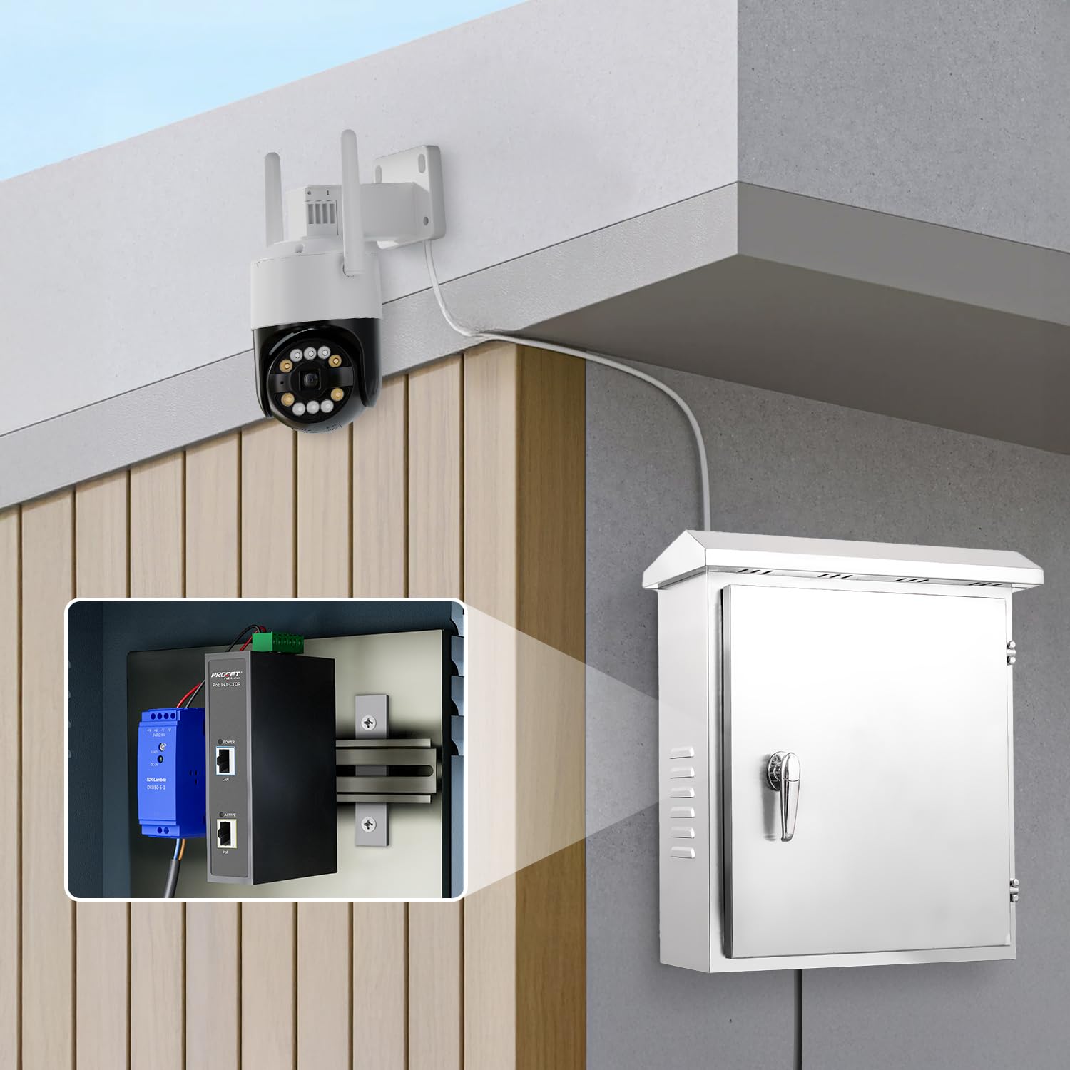 PROCET PoE System PROCET DIN Rail PoE Injector 30W Industrial IEEE802.3at PoE Plus with 6KV Surge Protection and Wide Temperature Range -40 to 149 Degrees - View 5 of 6