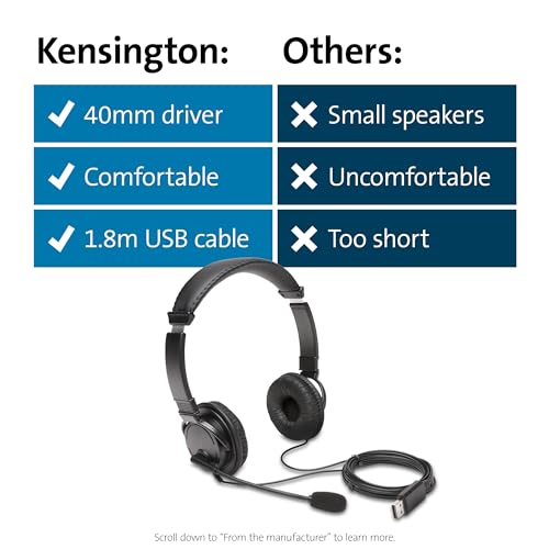 Kensington Buy Kensington USB Hi-Fi Headphones with Microphone (K97601WW) - Premium Sound & Comfort in Black - View 9 of 9