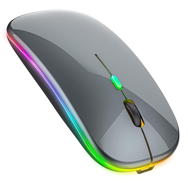PEIBO PEIBO Bluetooth Wireless Mouse for Mac, Windows & Chromebook - Sleek Gray/Black Design for Laptops & Desktops