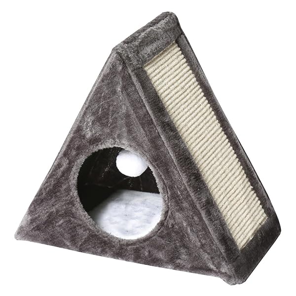 Etna Etna Foldable Cat Condo: Indoor/Outdoor Plush Cat House with Scratch Pad & Toy