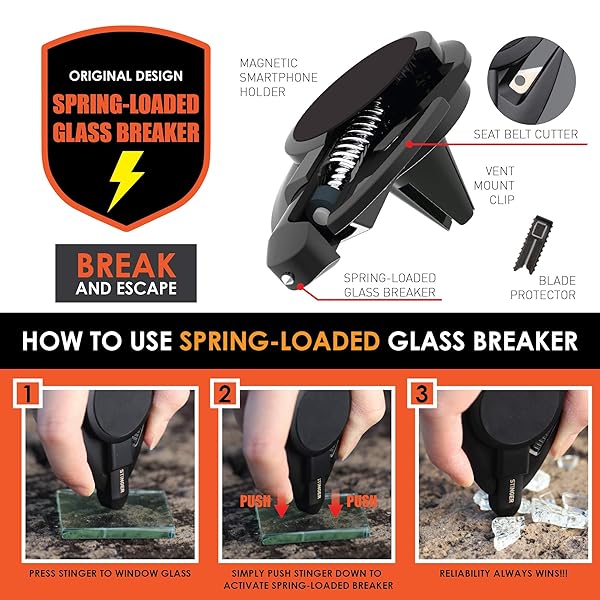 Ztylus Ztylus Stinger Car Phone Holder: Magnetic Mount & Emergency Escape Tool for Safe Driving - View 4 of 9