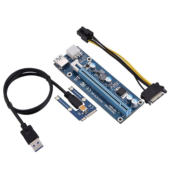Richer-R PCI-E Express Extender: Mini PCI-E to 16x Riser Adapter with SATA Power for Video Card Mining