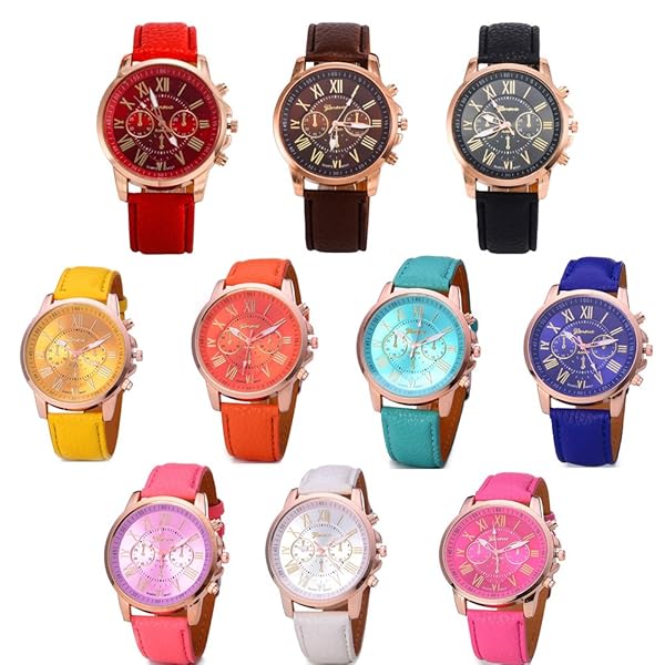 Weicam Weicam Wholesale 10 Pack Fashion Ladies PU Leather Wrist Watch Set Roman Numerals Analog Quartz Unisex - View 2 of 9