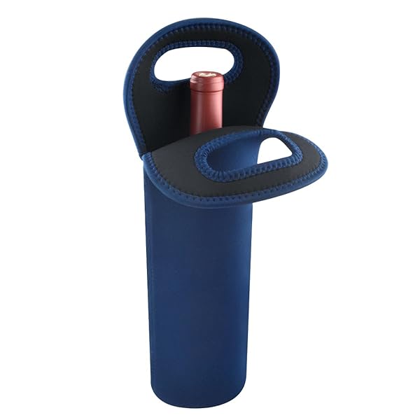 Linkidea Linkidea Wine Bottle Carrier & Cooler Bag - Insulated Neoprene Tote for Travel, Picnics & Drinks (Blue)