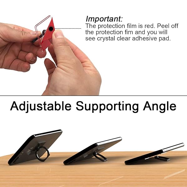 Attom Tech Attom Tech Transparent Phone Ring Holder Grip 360 Degree Rotation Clear Kick-Stand for iPhone and Galaxy Models Black - View 6 of 7