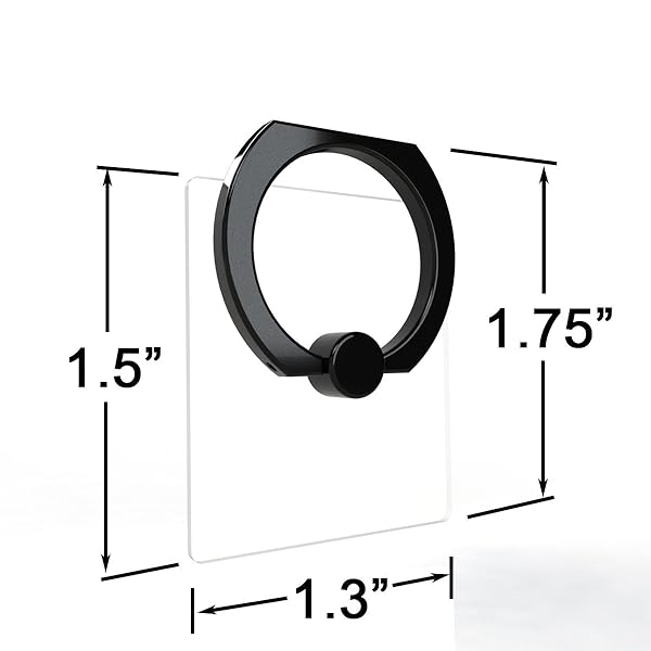 Attom Tech Attom Tech Transparent Phone Ring Holder Grip 360 Degree Rotation Clear Kick-Stand for iPhone and Galaxy Models Black - View 7 of 7