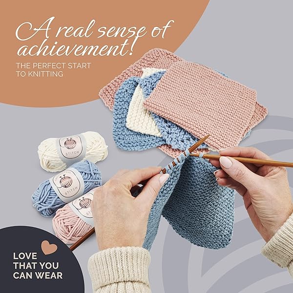 Thoughtful Stitch Thoughtful Stitch Knitting Kit for Beginners: Complete Yarn Set with Tutorial Book & Eco-Friendly Materials - View 4 of 10