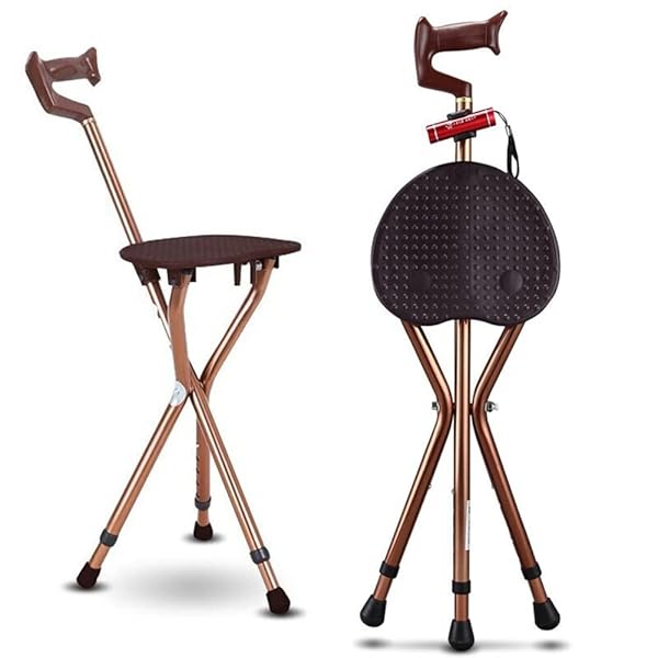 M-GYG M-GYG Folding Cane with Seat 400 lbs Capacity Lightweight Aluminum Walking Stick Stool with LED Light for Men and Women