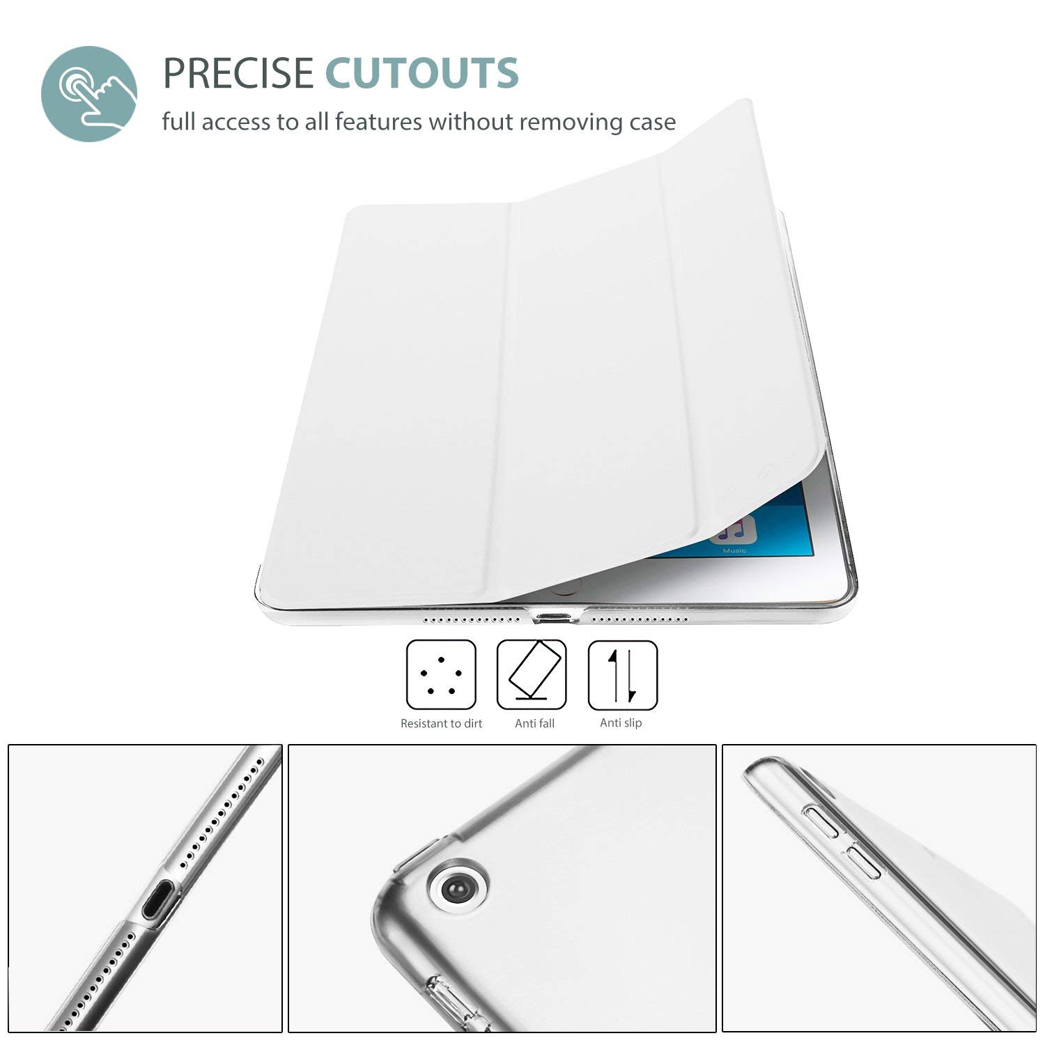 ProCase ProCase Smart Case for iPad 9.7 Inch 6th 5th Generation Ultra Slim Lightweight Stand Cover White - View 3 of 9