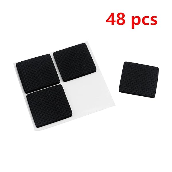 Antrader Antrader 48pcs Non-Slip Furniture Pads Self Adhesive Floor Protector Mat for Table Chair Sofa Feet Black Square 1.5 x 1.5 Inches - View 3 of 4