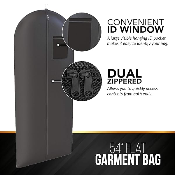 YOUR BAGS GARMENTUM Your Bags Black Suit Dress and Gown Garment Travel Bags 5 Pack 54 x 24 Large Window for Easy Storage and Travel - View 4 of 10