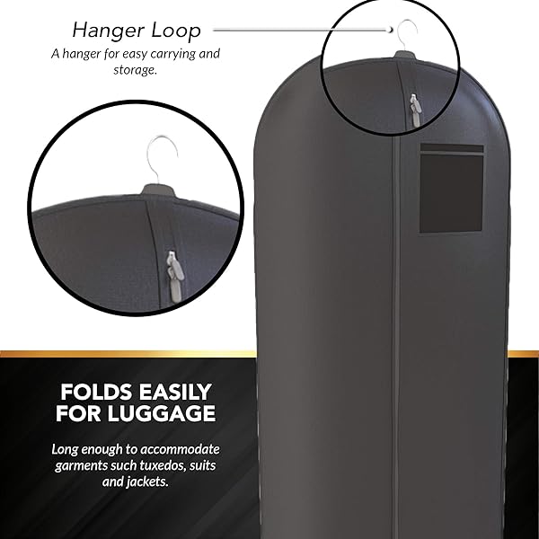 YOUR BAGS GARMENTUM Your Bags Black Suit Dress and Gown Garment Travel Bags 5 Pack 54 x 24 Large Window for Easy Storage and Travel - View 5 of 10