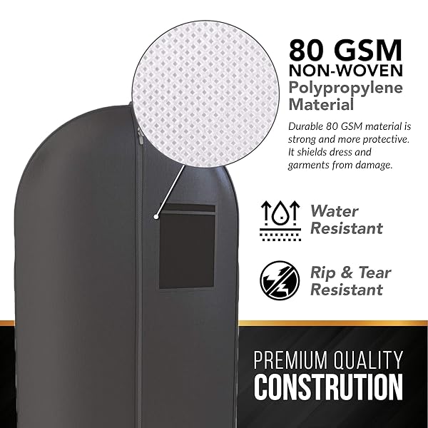 YOUR BAGS GARMENTUM Your Bags Black Suit Dress and Gown Garment Travel Bags 5 Pack 54 x 24 Large Window for Easy Storage and Travel - View 7 of 10