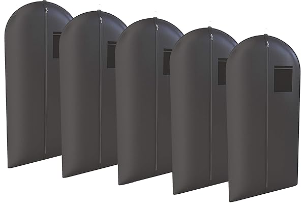 YOUR BAGS GARMENTUM Your Bags Black Suit Dress and Gown Garment Travel Bags 5 Pack 54 x 24 Large Window for Easy Storage and Travel
