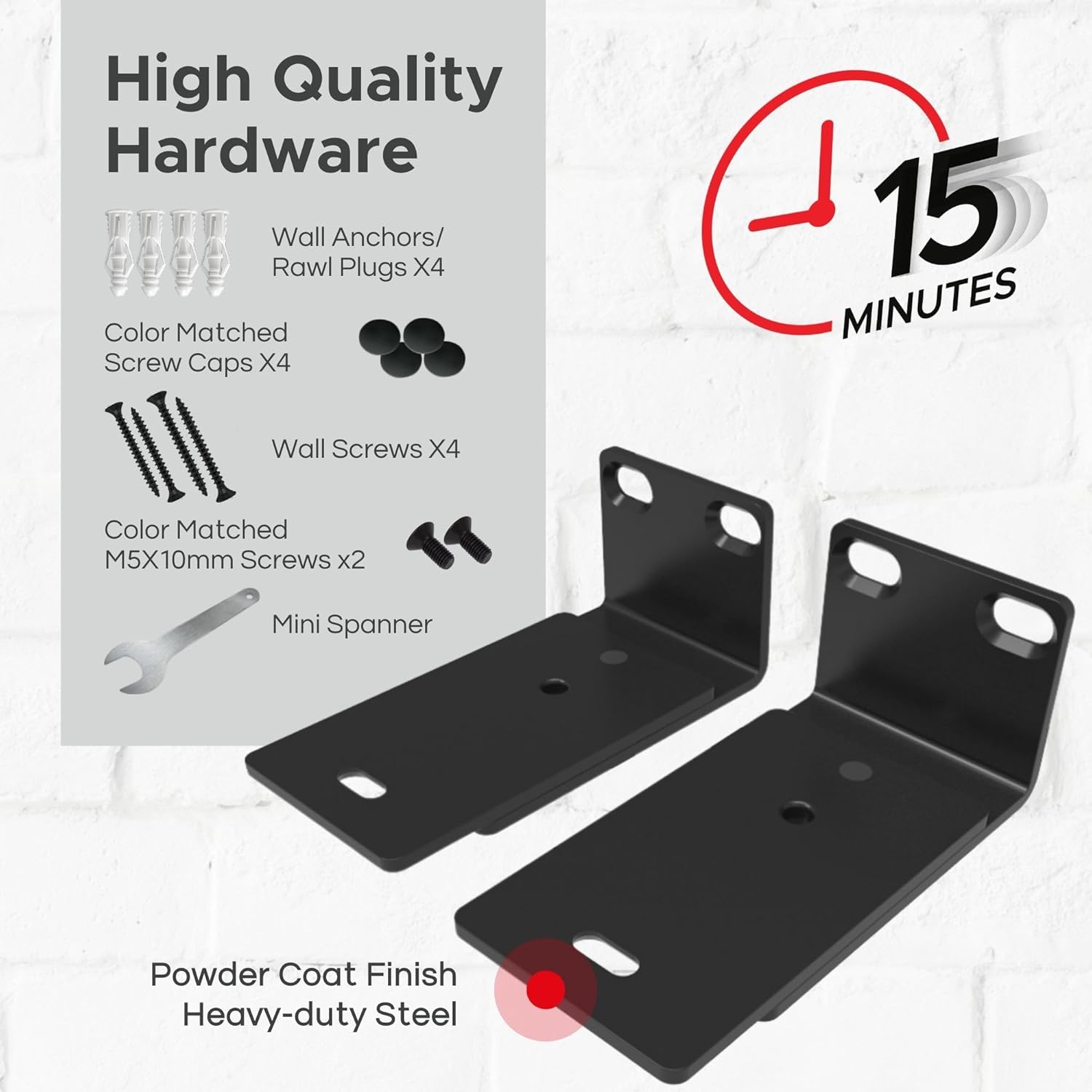 Sound Bass Adjustable Wall Mount Kit for Bose Smart Soundbars 300/500/550/600/700/900/Ultra - TV Speaker Bracket in Black - View 3 of 9