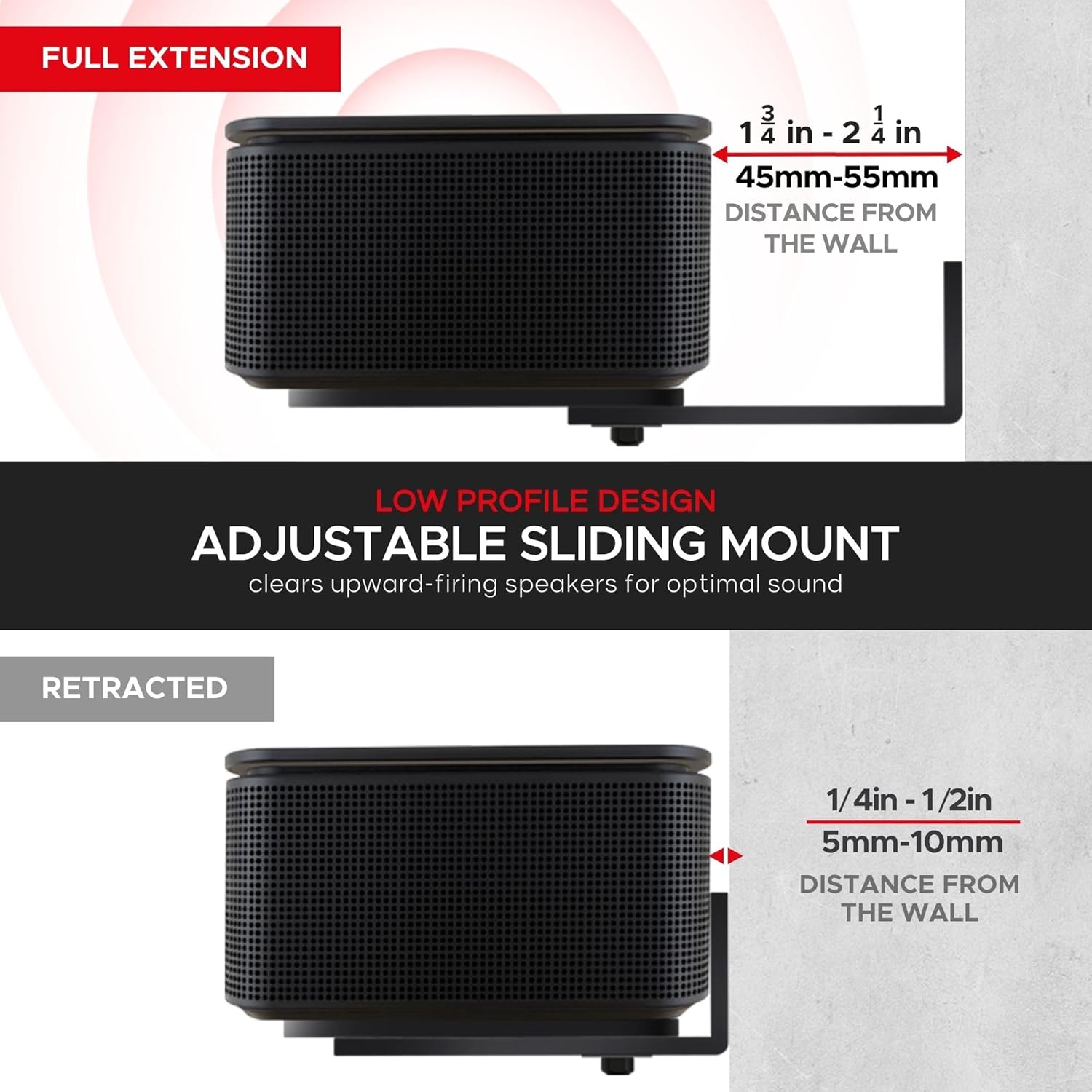 Sound Bass Adjustable Wall Mount Kit for Bose Smart Soundbars 300/500/550/600/700/900/Ultra - TV Speaker Bracket in Black - View 8 of 9