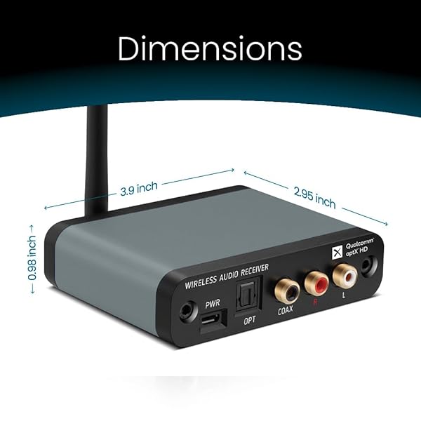 BluDento BluDento BLT-HD Bluetooth Receiver: Hi-Fi Audio Adapter with RCA, Coaxial & Optical Outputs - Bluetooth 5.1 & Enhanced Range - View 8 of 9