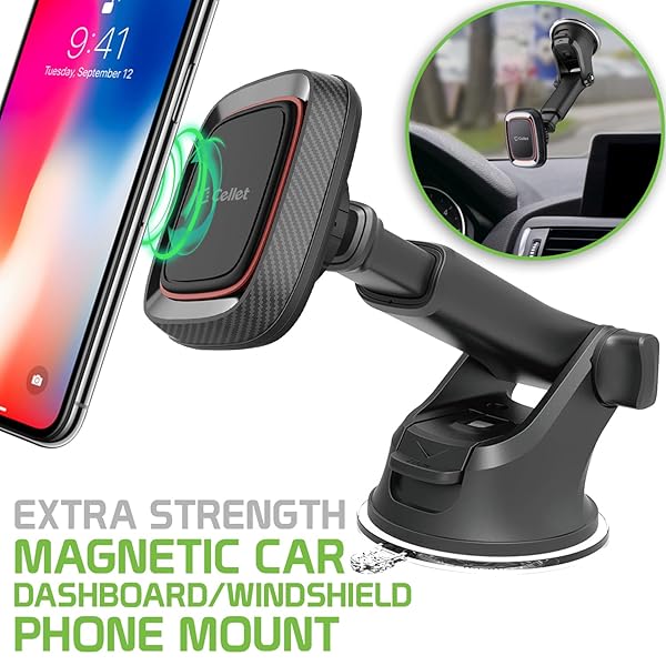 Cellet Cellet Magnetic Car Mount Phone Holder Universal Windshield Dashboard Holder with Long Arm for iPhones Samsung HTC GPS Devices - View 3 of 10