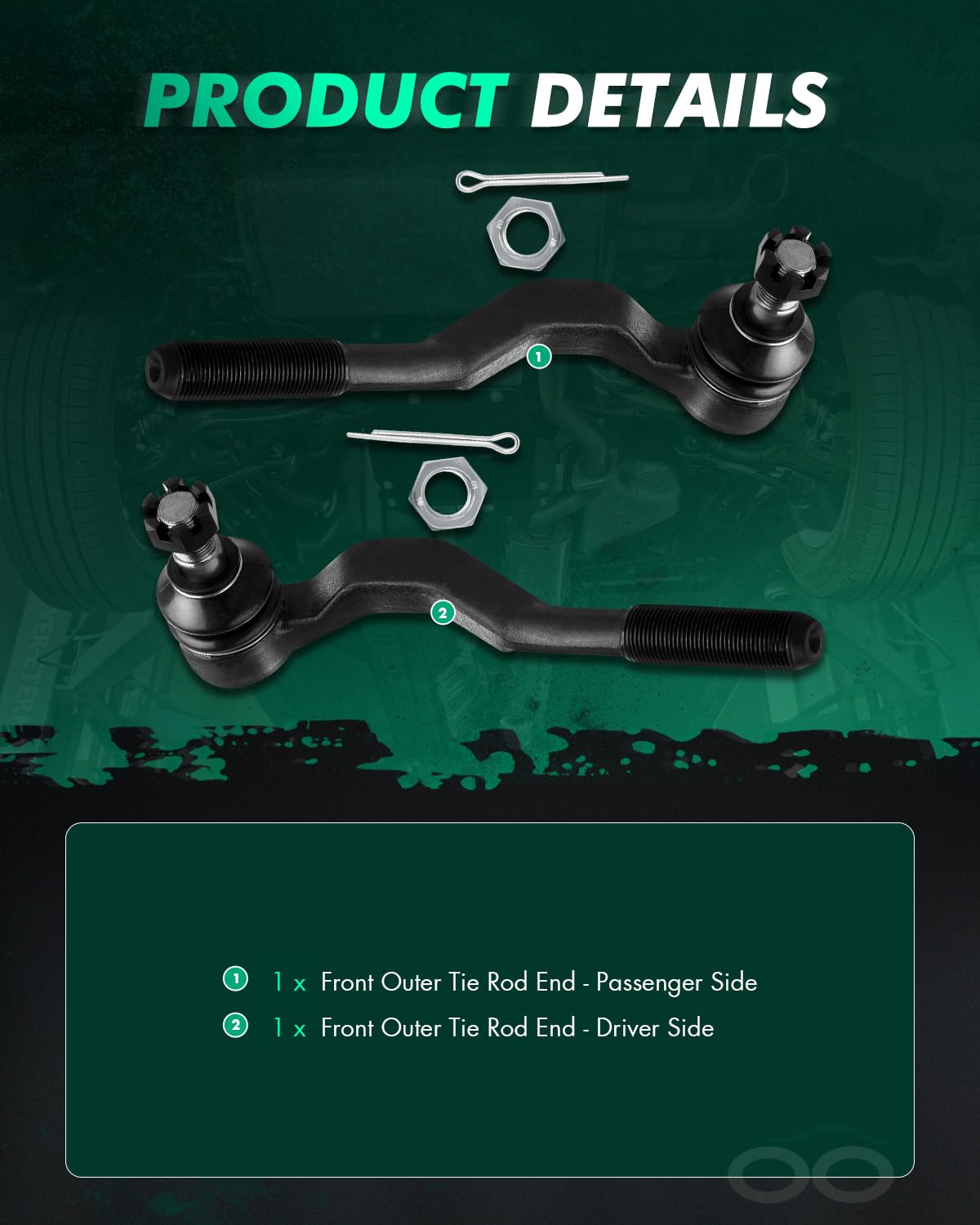 SCITOO SCITOO Front Outer Tie Rod Ends Pack of 2 for 1995-2004 Toyota Tacoma 4 Wheel and 1998-2004 Toyota Tacoma 2 Wheel - View 3 of 7