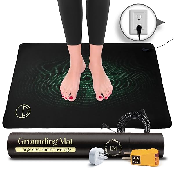EARTH AND MOON 24x35in Grounding Mat Kit for Energy & Wellness - Carbon Infused Sleep Pad Reduces Fatigue & Stress