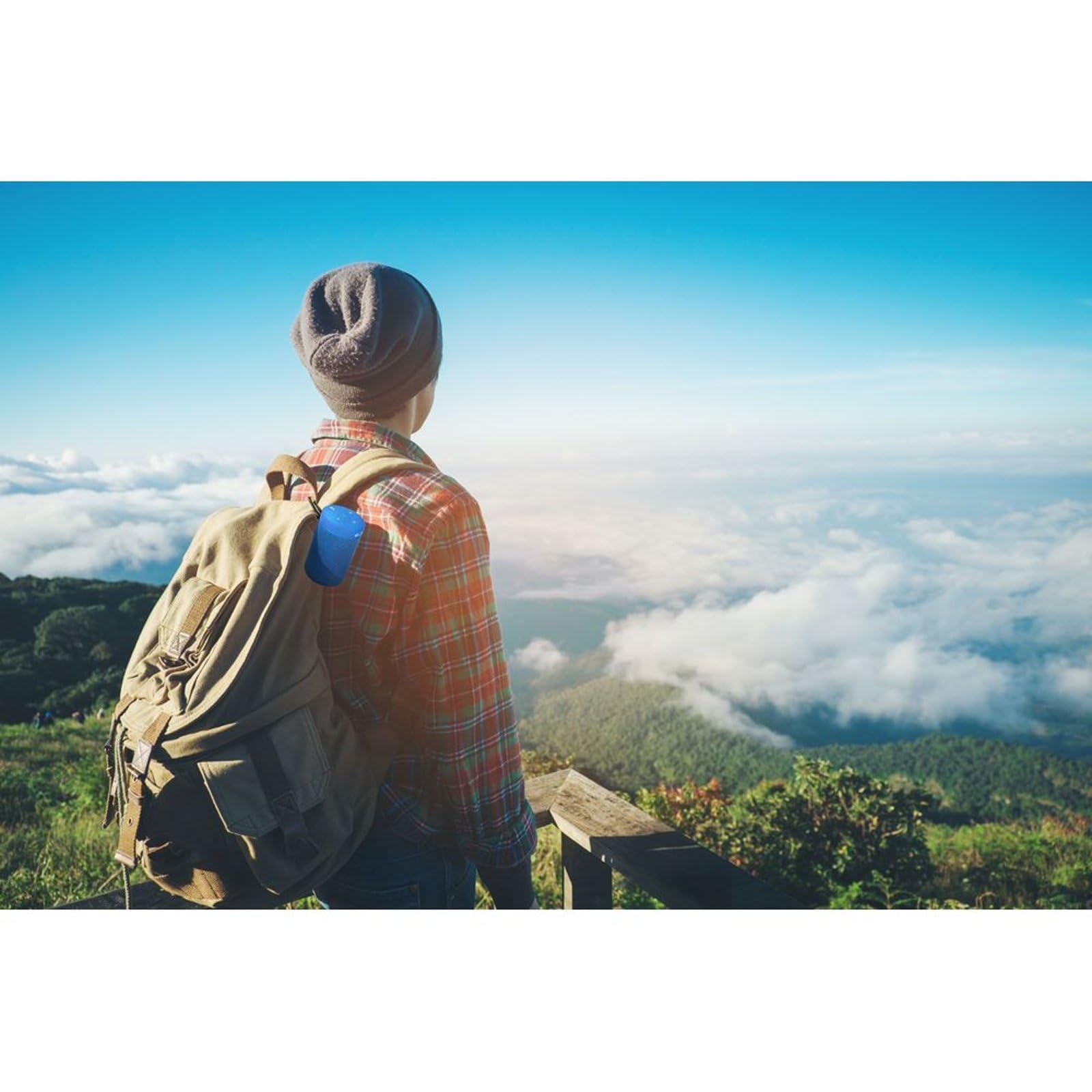 iLive Waterproof Fabric Wireless Speaker Compact Design Built-in Rechargeable Battery Blue Color Ideal for Outdoor Use - View 3 of 4