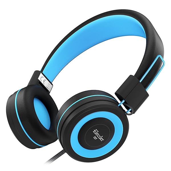 ELECDER ELECDER i37 Kids Headphones Children Girls Boys Teens Foldable Adjustable On Ear Headphones 3.5mm Jack Compatible Cellphones Computer MP3/4 Kindle School Tablet Black/Blue