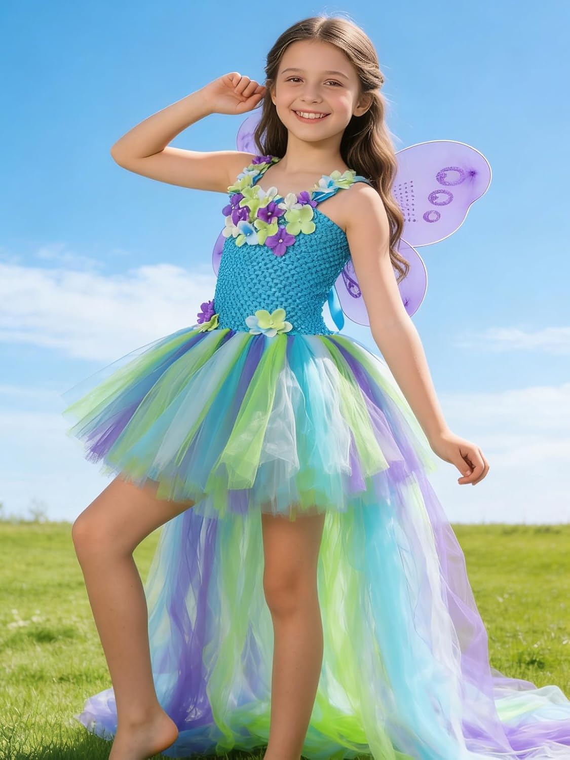 Tutu Dreams Tutu Dreams Green Fairy Costume for Girls with Wings Perfect for Renaissance Faire and Dress Up Play - View 2 of 9
