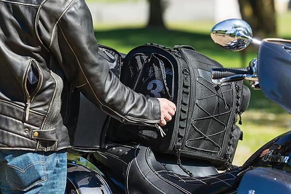 Kuryakyn Shop Kuryakyn 5284 Momentum Road Warrior Motorcycle Luggage - Weather Resistant Bag with Sissy Bar Straps - View 9 of 9