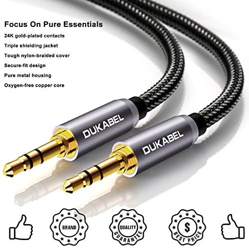 DUKABEL DUKABEL 3.5mm AUX Cable - Gold-Plated Lossless Audio, Nylon Braided, 4ft Male to Male for Car, Headphones & Speakers - View 5 of 9