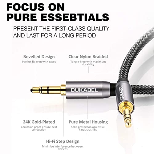 DUKABEL DUKABEL 3.5mm AUX Cable - Gold-Plated Lossless Audio, Nylon Braided, 4ft Male to Male for Car, Headphones & Speakers - View 7 of 9
