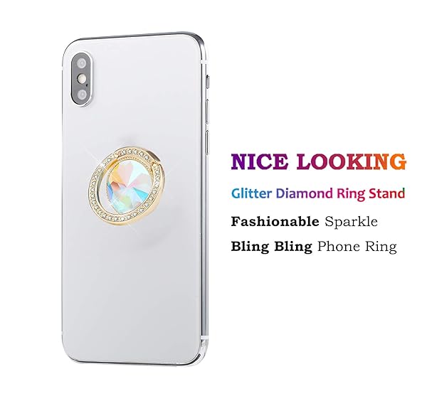 lenoup Lenoup Glitter Bling Bling Phone Ring Holder Sparkle Rhinestone Kickstand for Women Compatible with Almost All Phones Gold - View 2 of 7