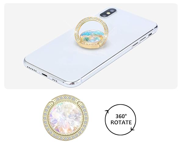 lenoup Lenoup Glitter Bling Bling Phone Ring Holder Sparkle Rhinestone Kickstand for Women Compatible with Almost All Phones Gold - View 3 of 7