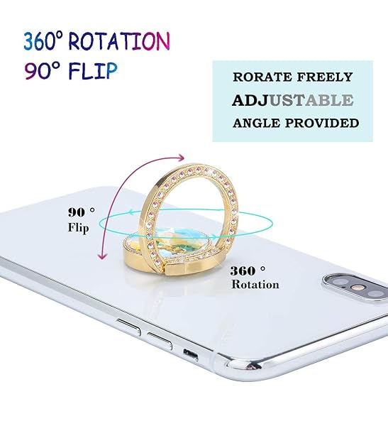 lenoup Lenoup Glitter Bling Bling Phone Ring Holder Sparkle Rhinestone Kickstand for Women Compatible with Almost All Phones Gold - View 4 of 7