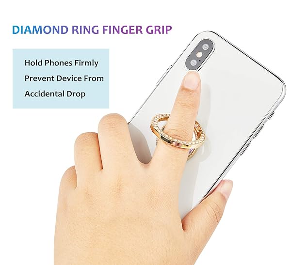 lenoup Lenoup Glitter Bling Bling Phone Ring Holder Sparkle Rhinestone Kickstand for Women Compatible with Almost All Phones Gold - View 6 of 7