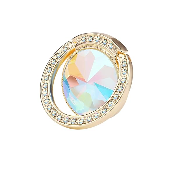 Lenoup Glitter Bling Bling Phone Ring Holder Sparkle Rhinestone Kickstand for Women Compatible with Almost All Phones Gold