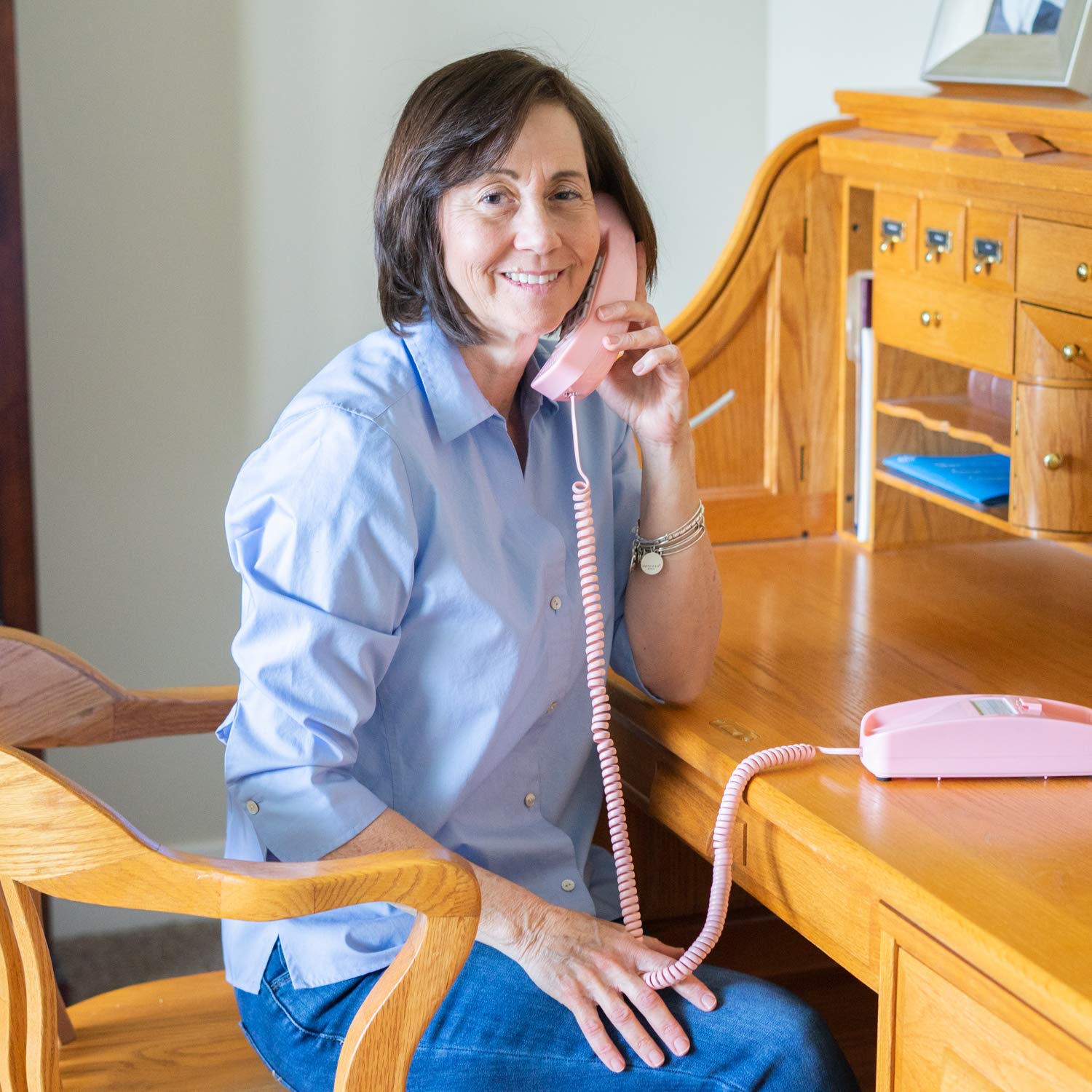 Ladies Pink 15ft Phone Cord for Landline Phones Tangle-Free Handset Curly Telephone Cord Easy to Use Excellent Sound Quality for Home or Office - View 6 of 6