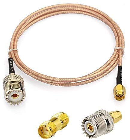 Superbat Superbat RF Coax SMA Male to UHF Female Cable + 2 SMA UHF Adapters for CB Radio & Walkie Talkie - High-Quality RF Solutions