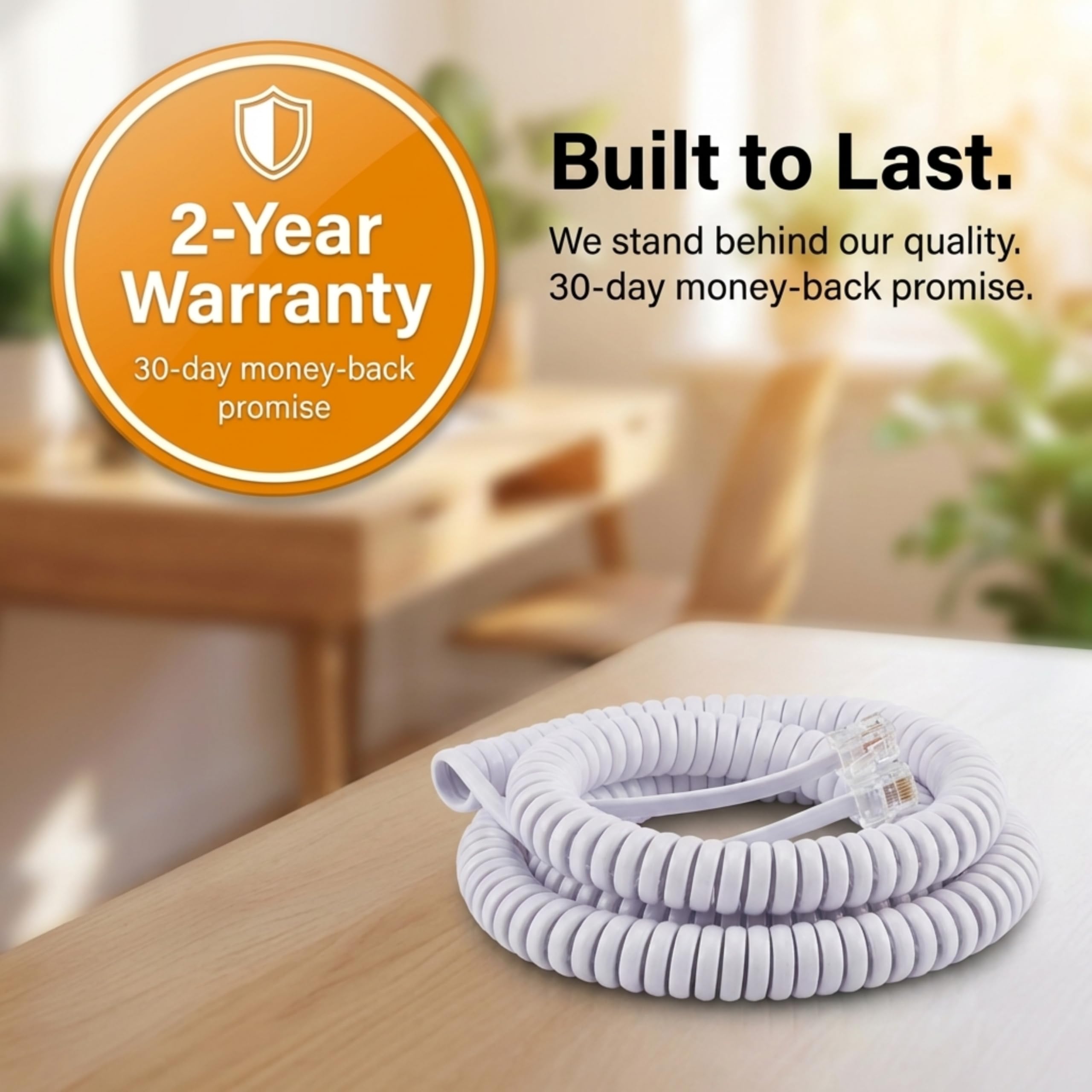 iSoHo 15ft Curly Handset Phone Cord for Landline Excellent Sound Quality Easy to Use Problem-Free White Cords for Home or Office - View 3 of 8