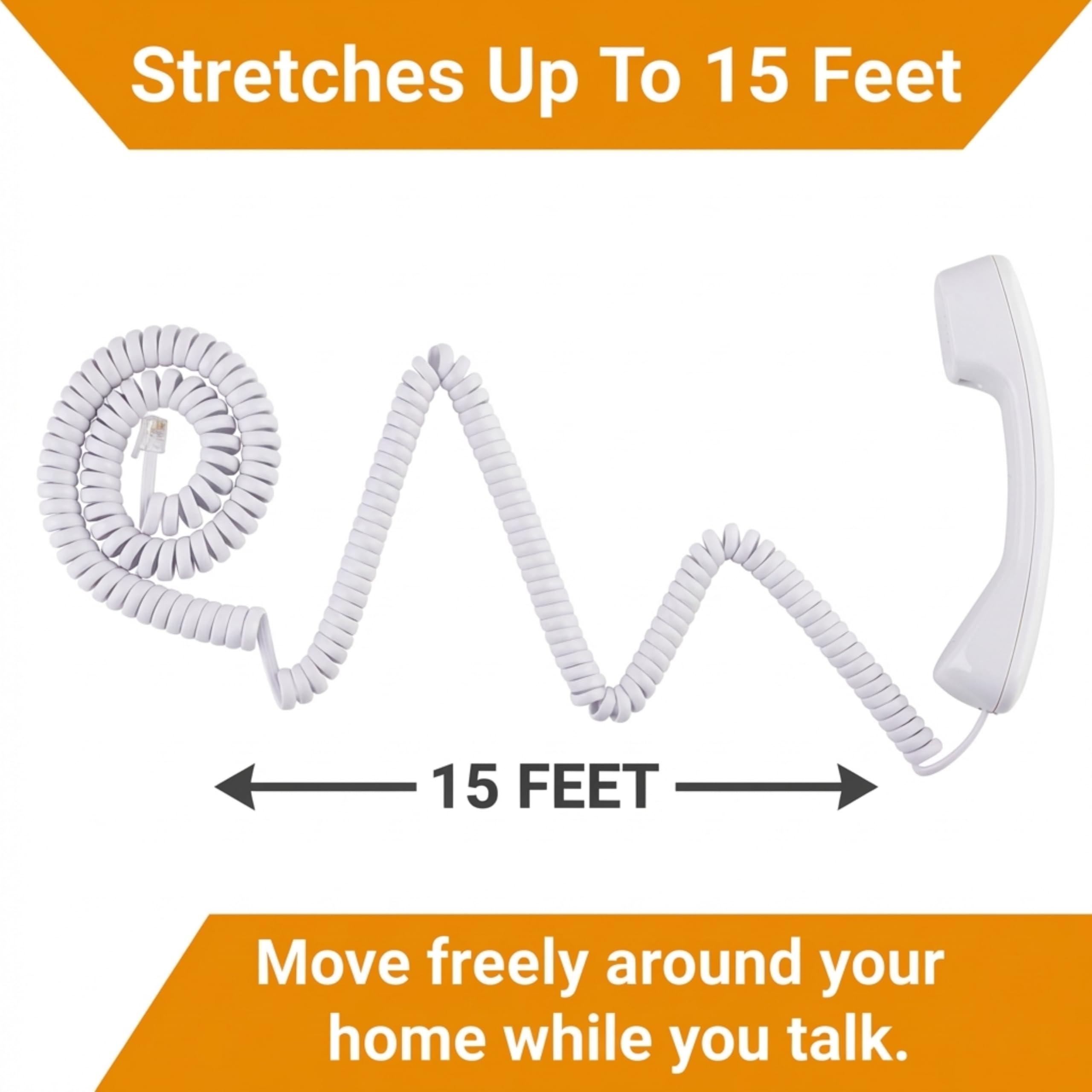 iSoHo 15ft Curly Handset Phone Cord for Landline Excellent Sound Quality Easy to Use Problem-Free White Cords for Home or Office - View 4 of 8