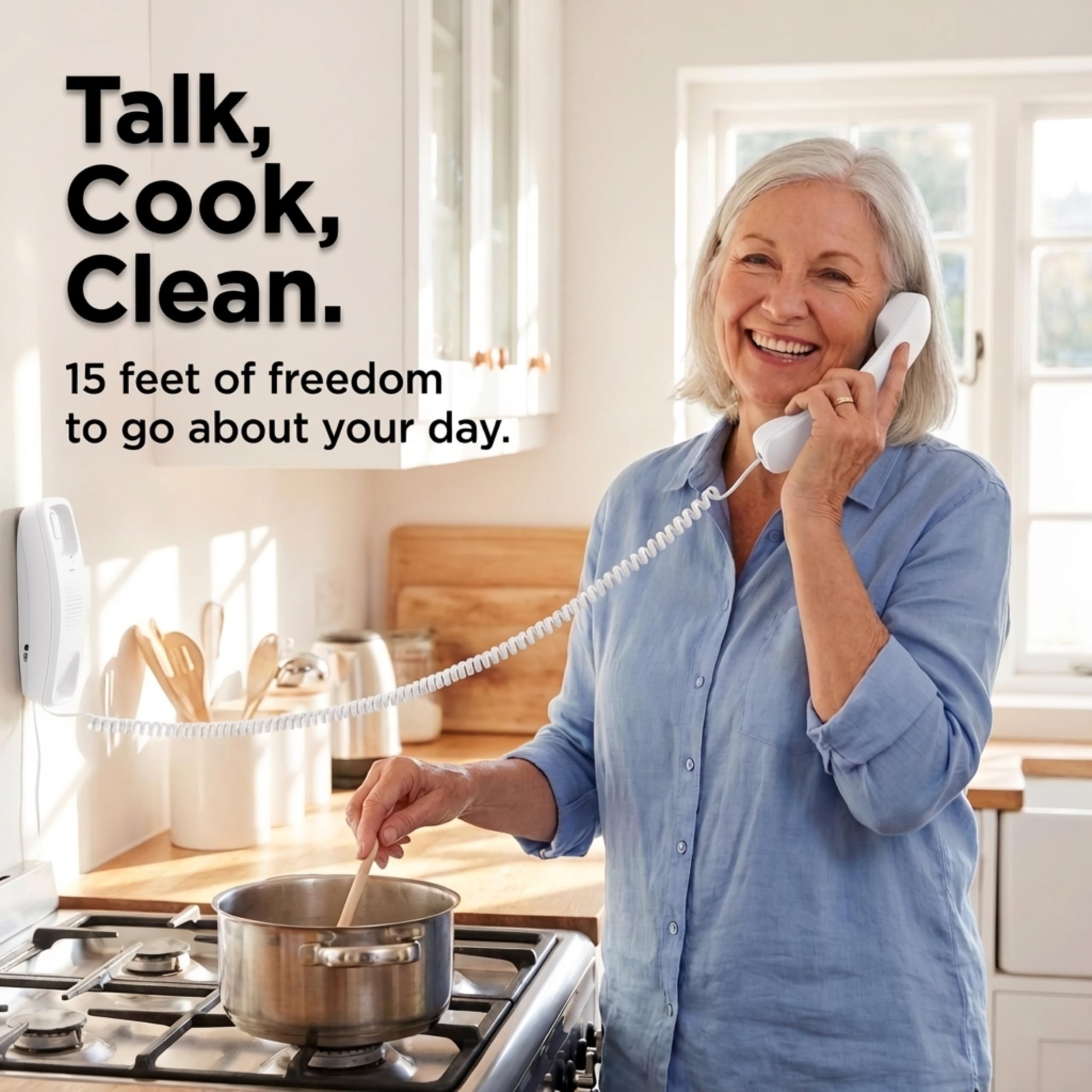 iSoHo 15ft Curly Handset Phone Cord for Landline Excellent Sound Quality Easy to Use Problem-Free White Cords for Home or Office - View 6 of 8