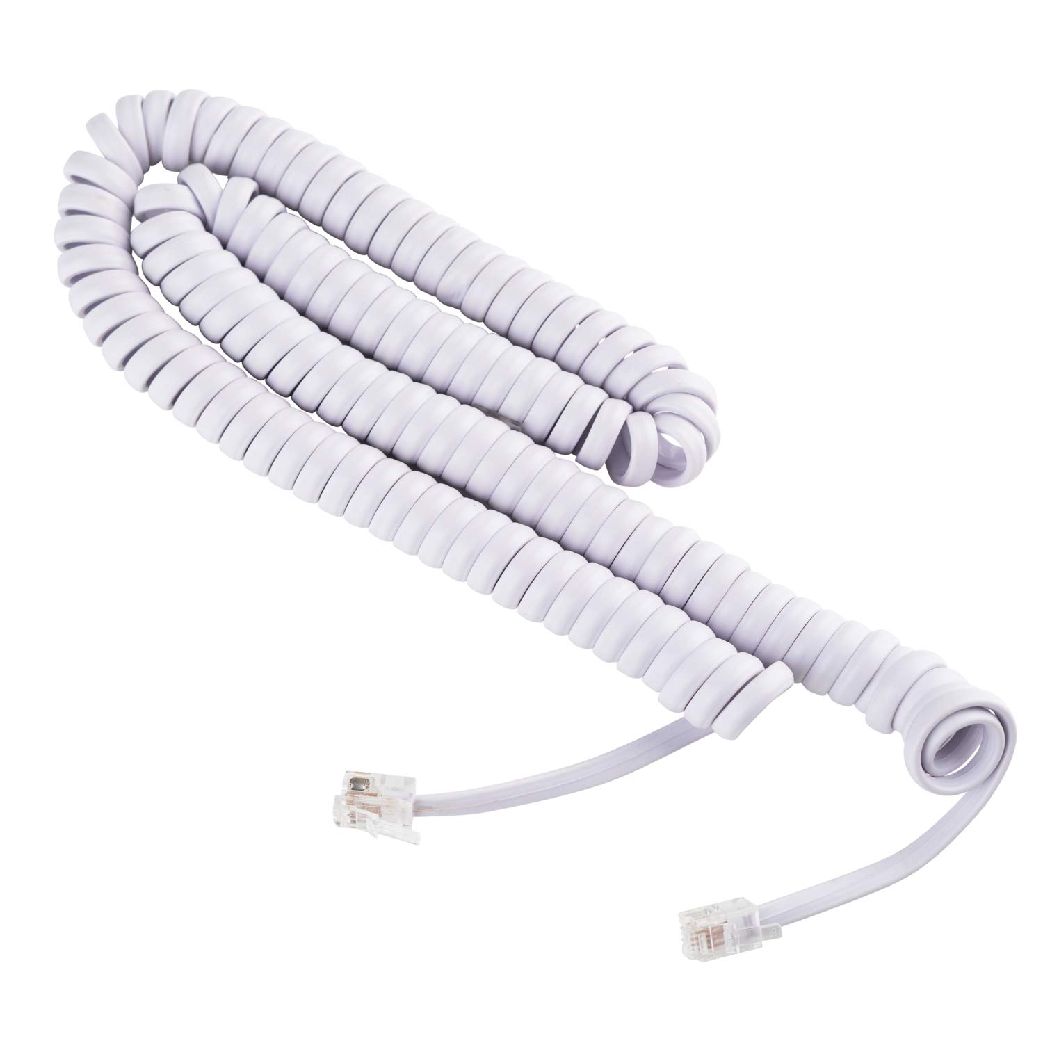 iSoHo 15ft Curly Handset Phone Cord for Landline Excellent Sound Quality Easy to Use Problem-Free White Cords for Home or Office