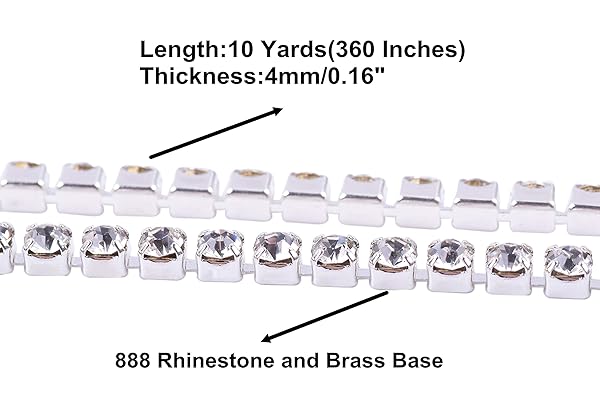KAOYOO KAOYOO 10 Yards 4MM Silver Crystal Rhinestone Chain Trim for DIY Crafts & Sewing Projects - View 3 of 8