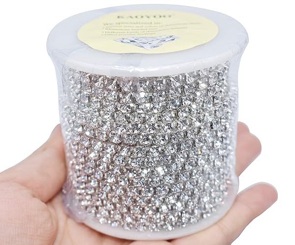 KAOYOO KAOYOO 10 Yards 4MM Silver Crystal Rhinestone Chain Trim for DIY Crafts & Sewing Projects - View 4 of 8