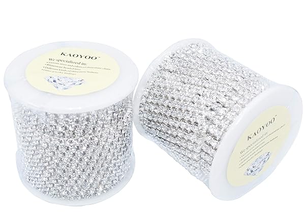 KAOYOO KAOYOO 10 Yards 4MM Silver Crystal Rhinestone Chain Trim for DIY Crafts & Sewing Projects - View 5 of 8