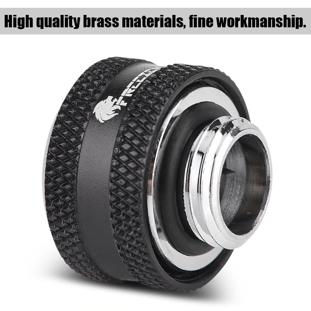 FOSA Fosa 4 Pcs Water Cooling Compression Fitting OD 16mm Tube Fitting with Sealing Rings for Acrylic Tube Black - View 2 of 7