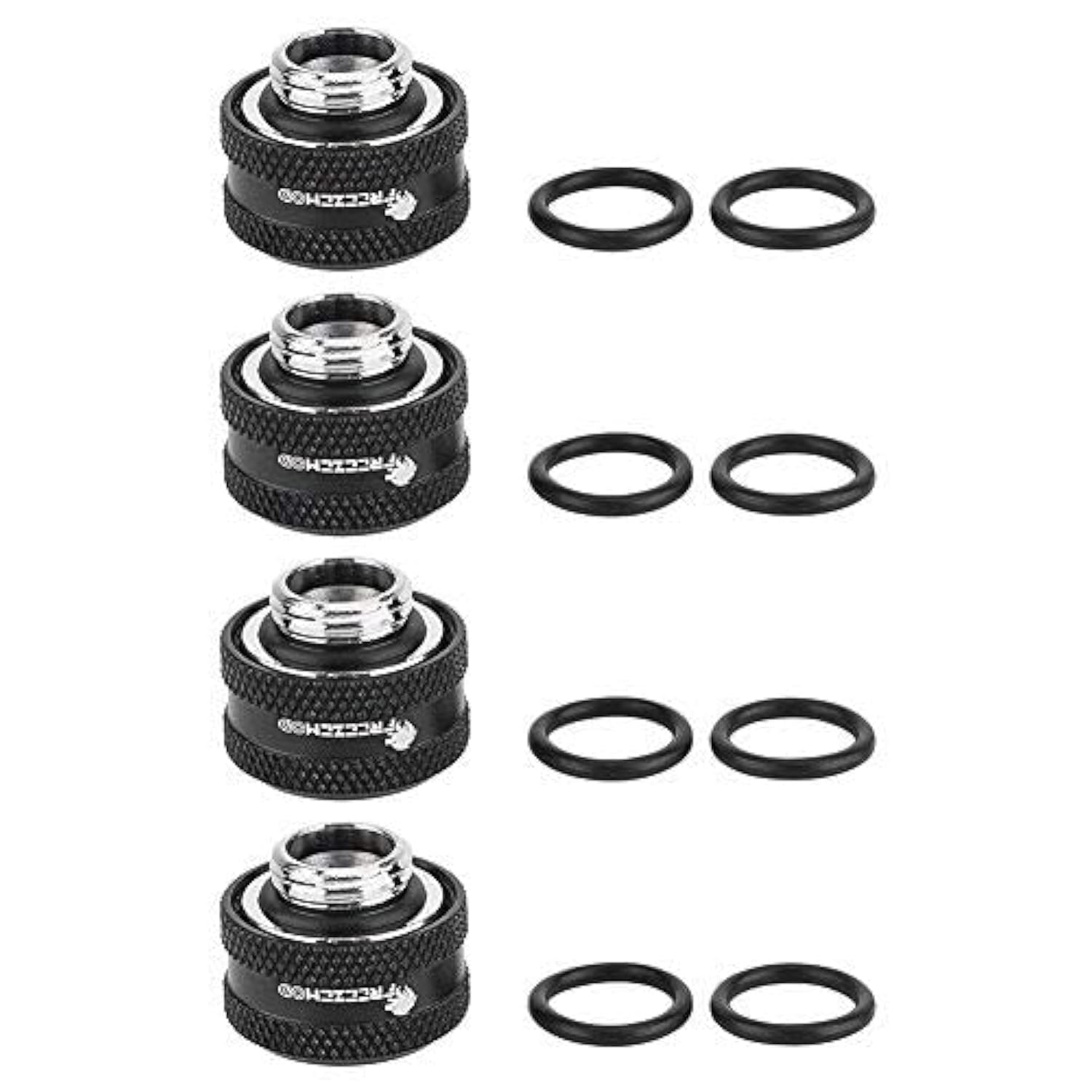 Fosa 4 Pcs Water Cooling Compression Fitting OD 16mm Tube Fitting with Sealing Rings for Acrylic Tube Black
