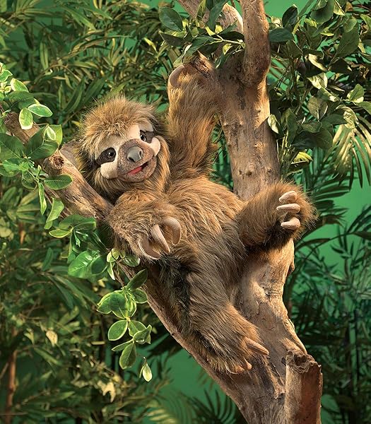 Folkmanis Folkmanis Three-Toed Sloth Hand Puppet Multicolor One Size Perfect for Kids and Adults - View 3 of 4