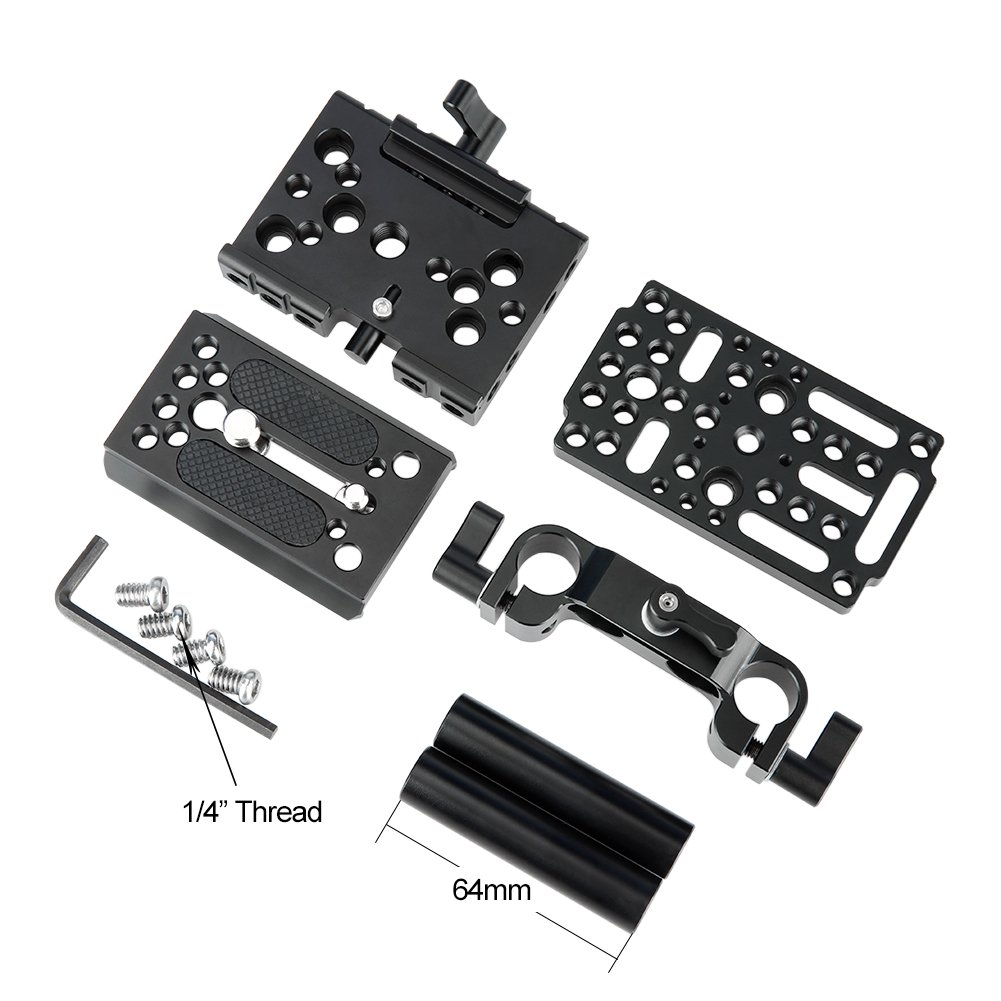 NICEYRIG NICEYRIG 15mm Rail Riser Rig System Quick Release Base Kit for DSLR Cameras with QR Plate and Rod Riser Clamp - View 7 of 9