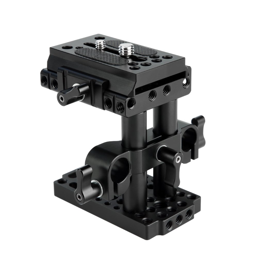 NICEYRIG 15mm Rail Riser Rig System Quick Release Base Kit for DSLR Cameras with QR Plate and Rod Riser Clamp