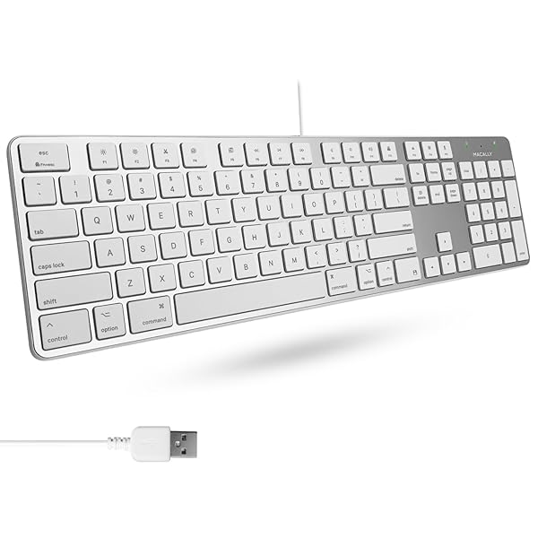 Macally Ultra-Slim USB Wired Keyboard with Number Keypad for Mac & Windows - Perfect for Mac Pro, MacBook, iMac & More